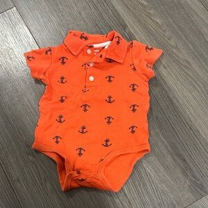 Orange Anchor Print Kids One Piece